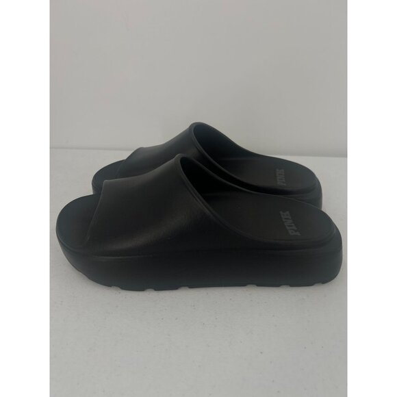 VS Pink 7/8 Black EVA Slide Sandals Platform Chunky Pool Shower Beach Shoes - Picture 7 of 10